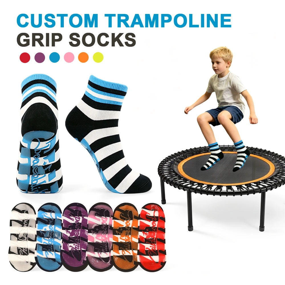 China Custom Logo Trampoline Socks Breathable Non Skid Grip Socks For Trampoline Park manufacturer