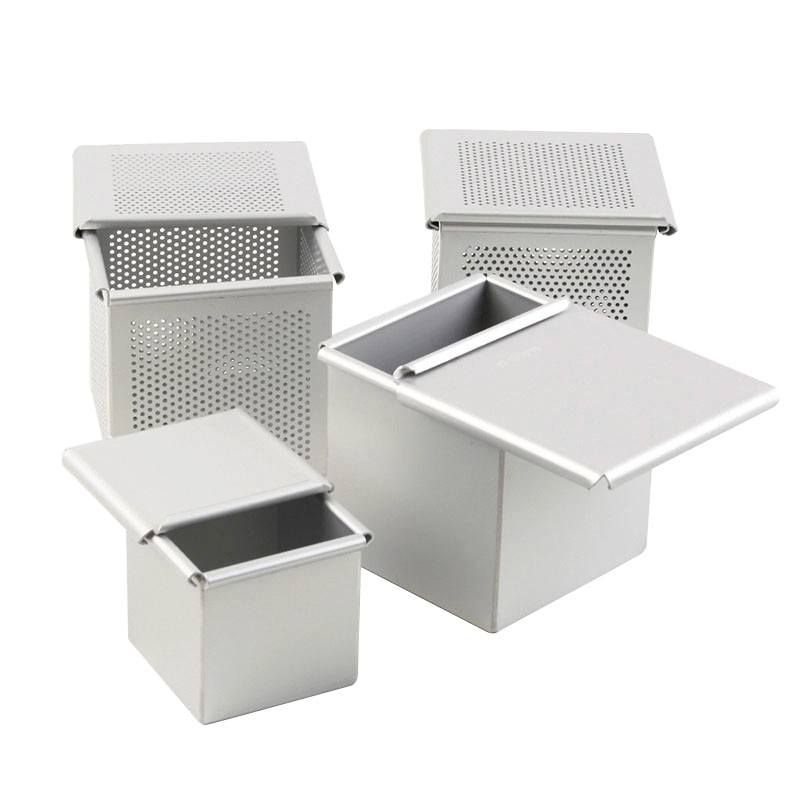 Mini molde cuadrado de aluminio para pan pequeño con tapa