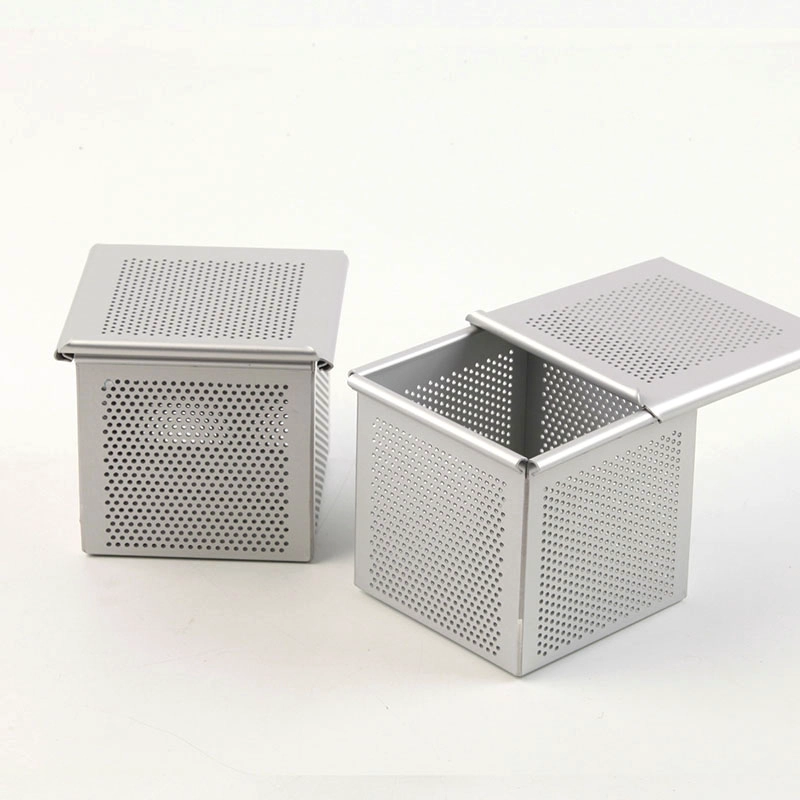 Mini molde cuadrado de aluminio para pan pequeño con tapa