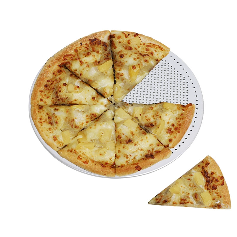 Placa de assadeira de pizza de alumínio perfurado sem borda