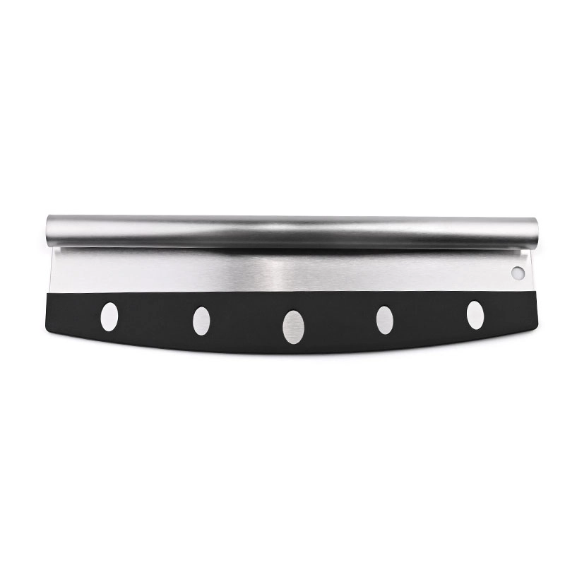 Cuchillo basculante cortador de pizza de acero inoxidable con tapa
