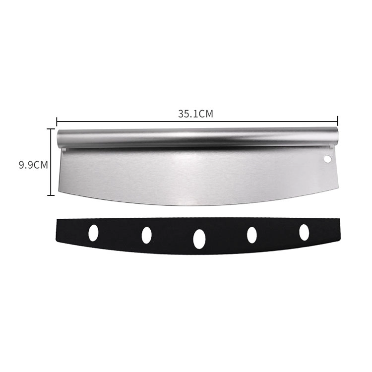 Cuchillo basculante cortador de pizza de acero inoxidable con tapa