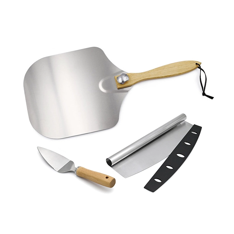 China Aluminum Pizza Turning Peel and Cutter Rocker Set manufacturer