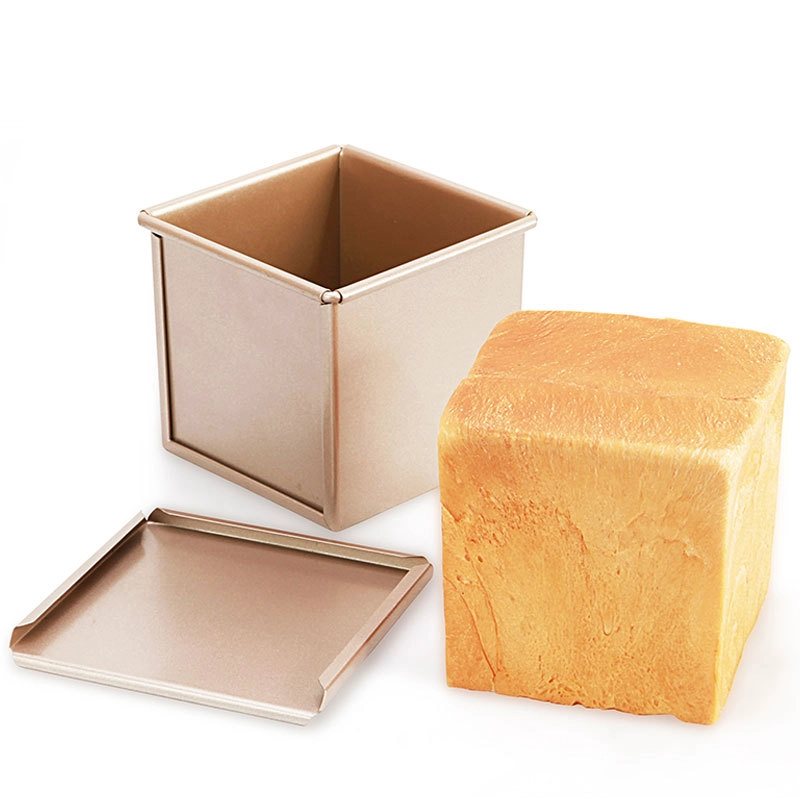 Miniforma de pão quadrada de alumínio antiaderente de 10 cm com tampa