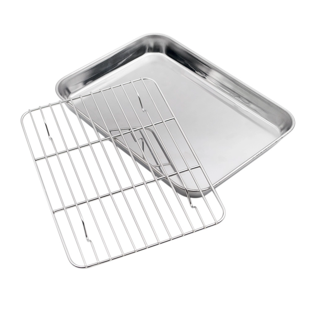 Edelstahl-Backblechpfanne mit Gestell-Set