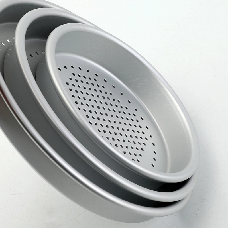 Aluminum Round Deep Perforated Crisper Pizza Baking Pan Tray