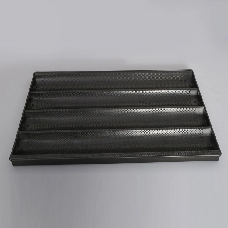 5 Slotted อลูมิเนียม Non Stick Perforated Baguette Pan ขนมปังฝรั่งเศส Loaf Pan