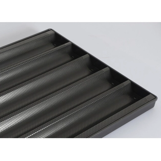 5 Slotted อลูมิเนียม Non Stick Perforated Baguette Pan ขนมปังฝรั่งเศส Loaf Pan