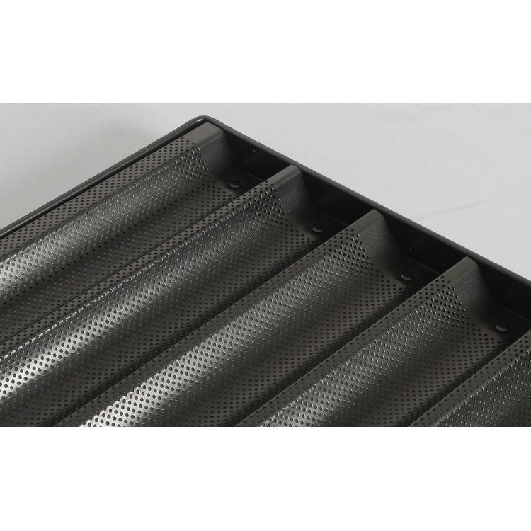 5 Slotted อลูมิเนียม Non Stick Perforated Baguette Pan ขนมปังฝรั่งเศส Loaf Pan