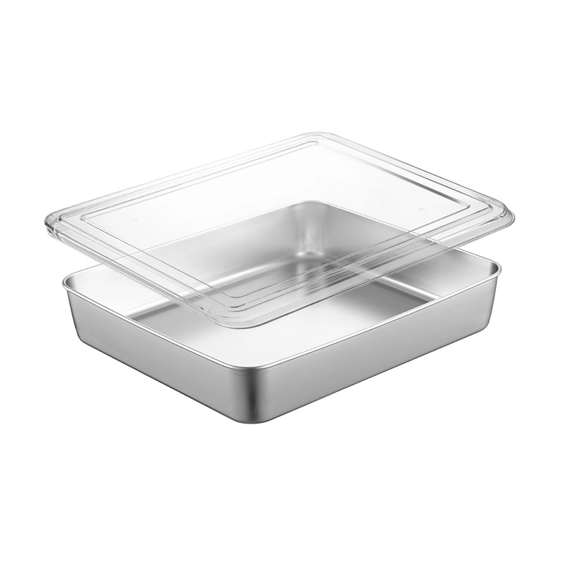 Bandeja para alimentos de acero inoxidable con tapa