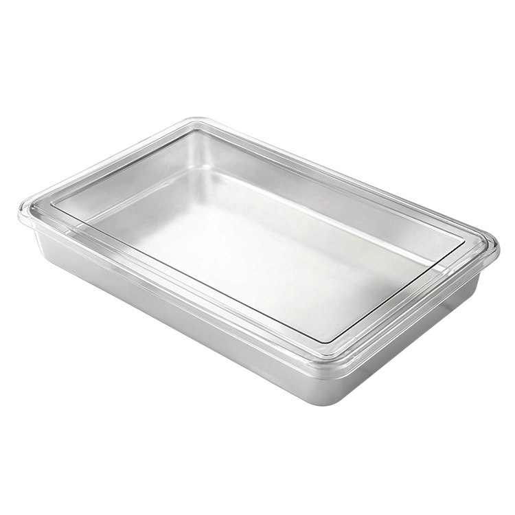 Bandeja para alimentos de acero inoxidable con tapa