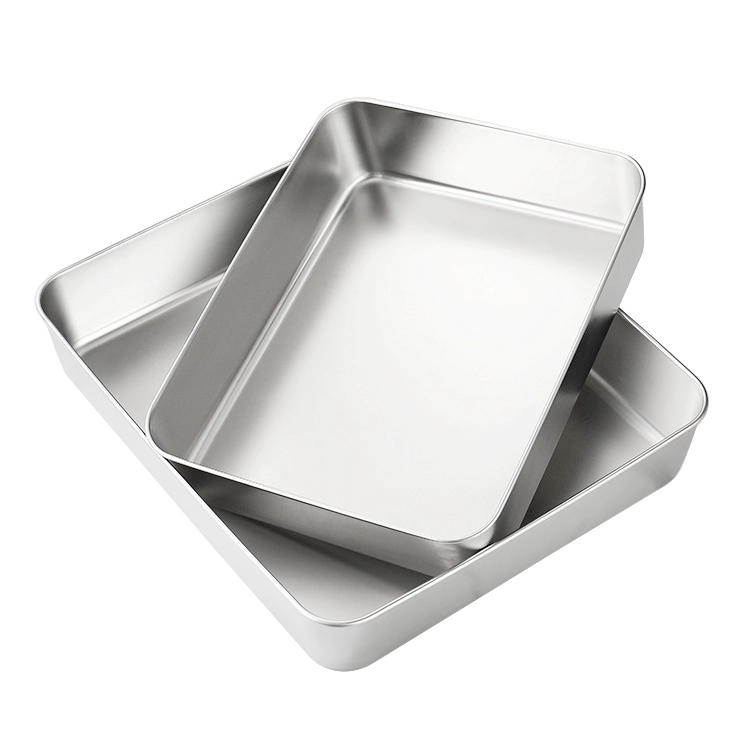 Bandeja para alimentos de acero inoxidable con tapa