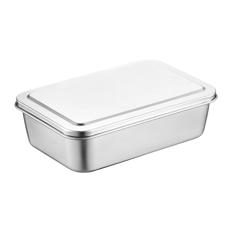 Bandeja para alimentos de acero inoxidable con tapa