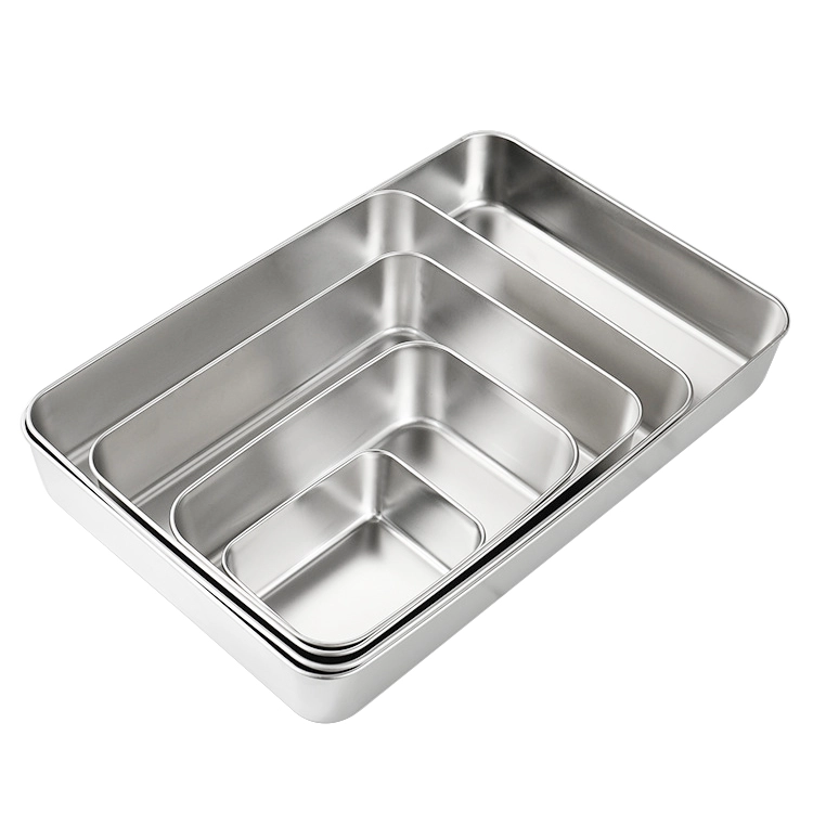 Bandeja para alimentos de acero inoxidable con tapa