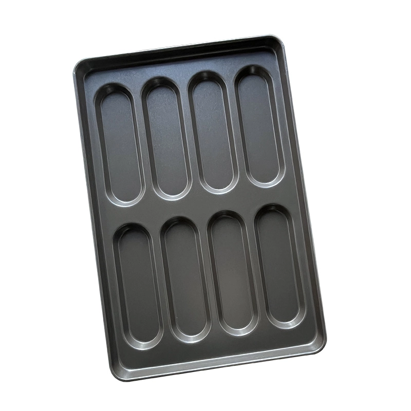 Forma de pão para cachorro-quente com 8 moldes em aço aluminizado