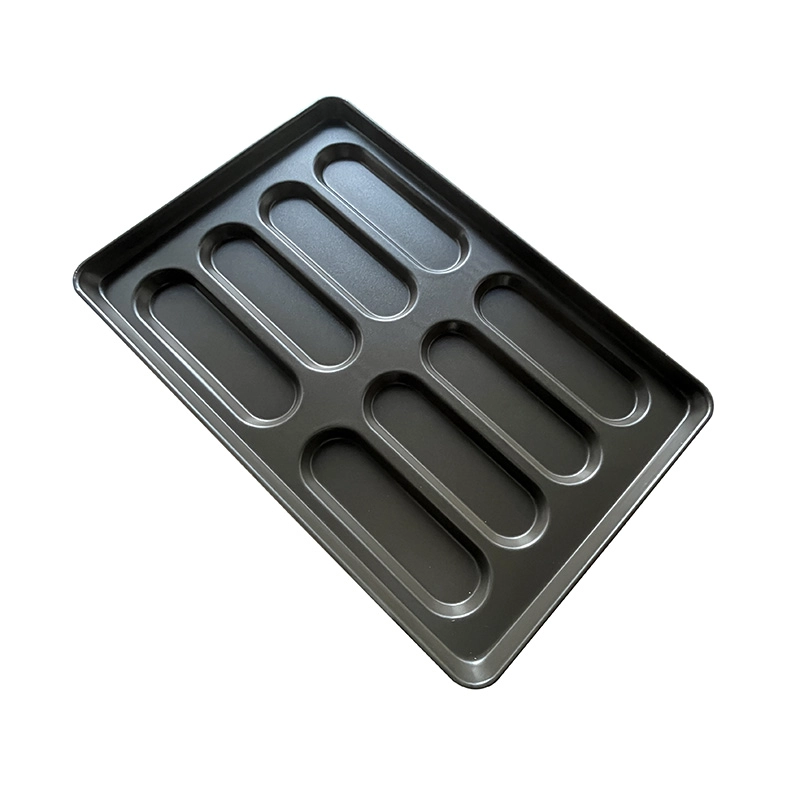Forma de pão para cachorro-quente com 8 moldes em aço aluminizado