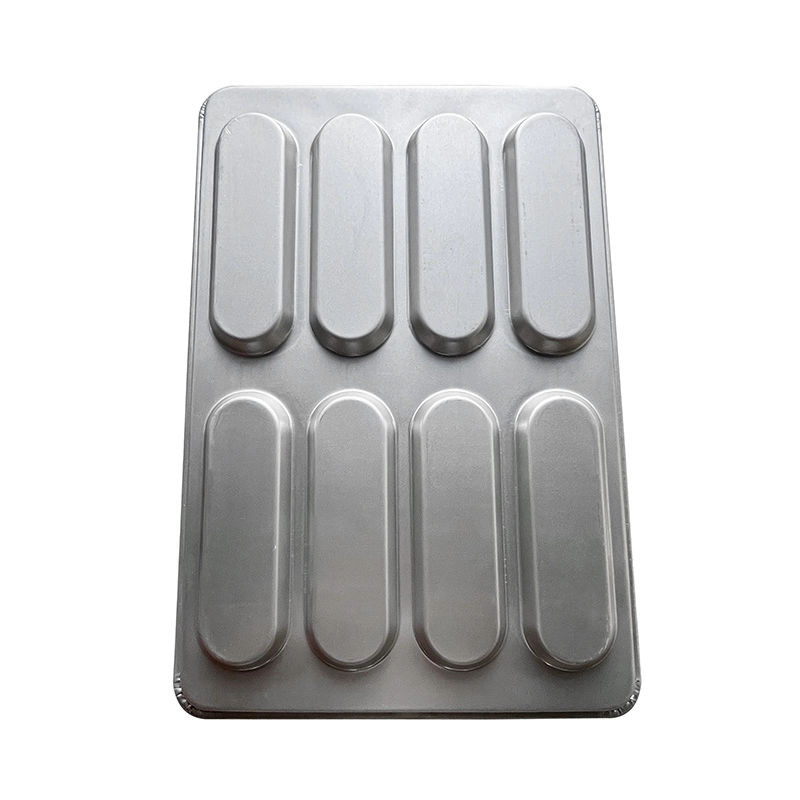 Forma de pão para cachorro-quente com 8 moldes em aço aluminizado