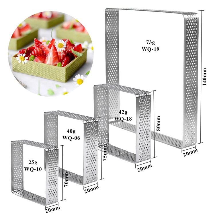 Square Stainless Steel Perforated Tart Rings