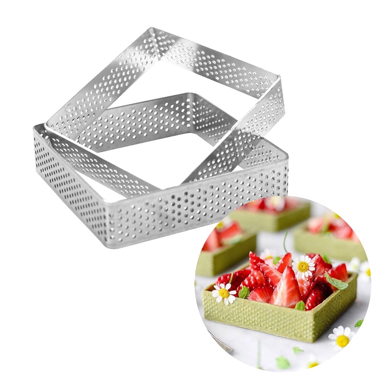 Square Stainless Steel Perforated Tart Rings