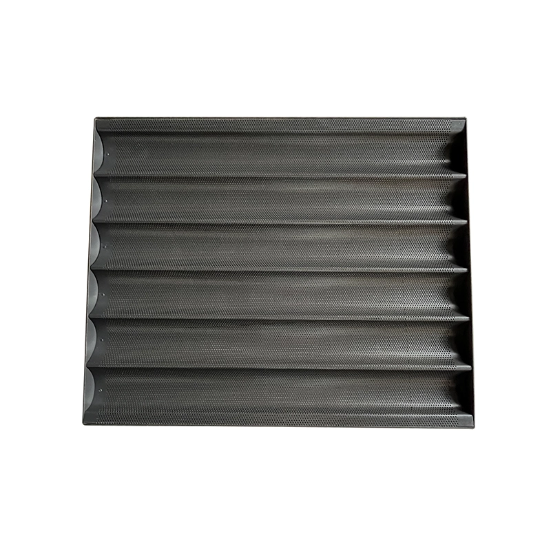 6 Rows Black Coated Baguette Bread Baking Pan