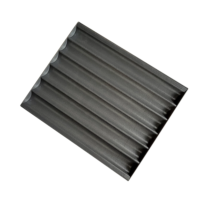 6 Rows Black Coated Baguette Bread Baking Pan