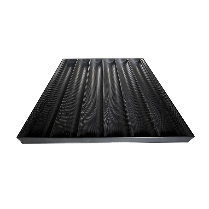 6 Rows Black Coated Baguette Bread Baking Pan