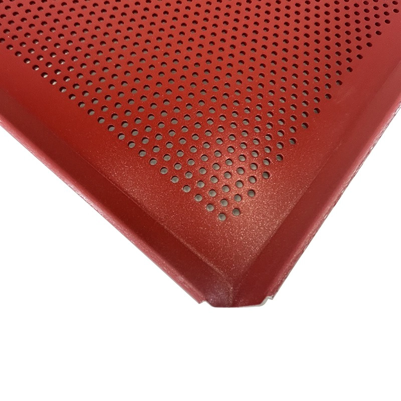 Red coated perforated aluminyo baking tray