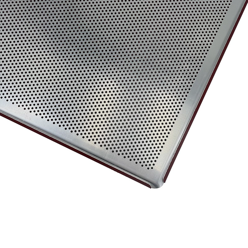 Red coated perforated aluminyo baking tray