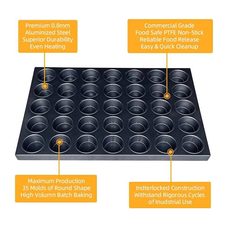 Industrial Oven Pan 35-Cvity Round Muffin Tray