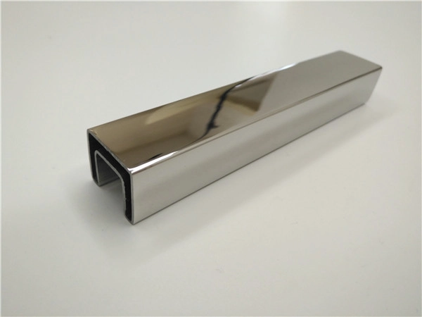 25x21mm Slotted Stainless Steel Rectangle Top Mount Rail for Glass Balustrade or Pool Fencing