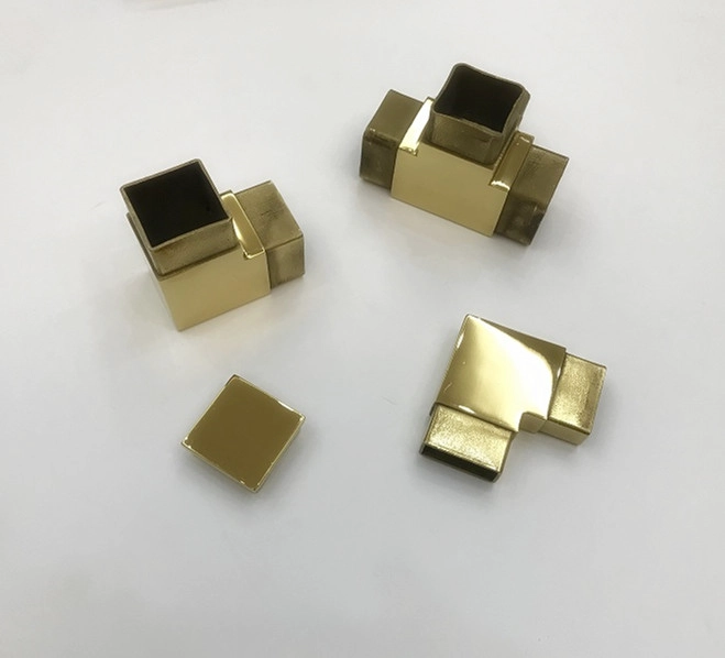 8K Mirror Polished Gold ανοξείδωτο ατσάλι 3 Way 40mm 50mm Square Tube Connector for Handrail Balustrade