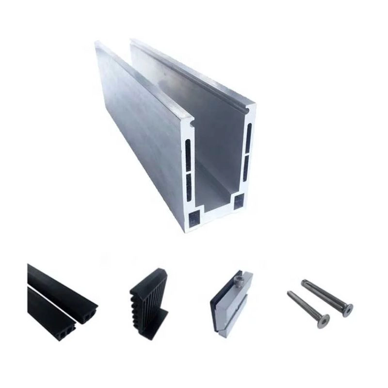 Canal de la base de aluminio U para el sistema de barandilla de balcón de vidrio sin marco