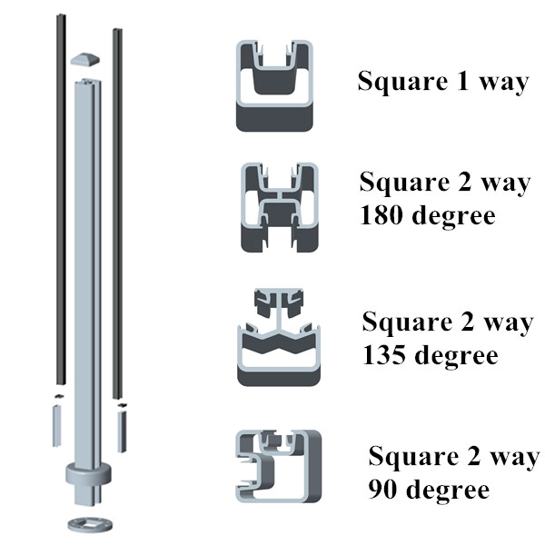 Aluminum balustrade handrail post for glass railing
