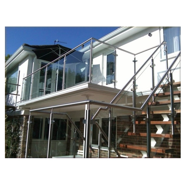 China stainless steel 316 handrail post with tempered glass panel filled in for stair
