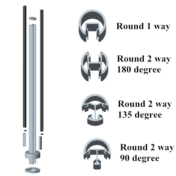 Glasgeländer-Kits Aluminiumprofile Handlaufstütze