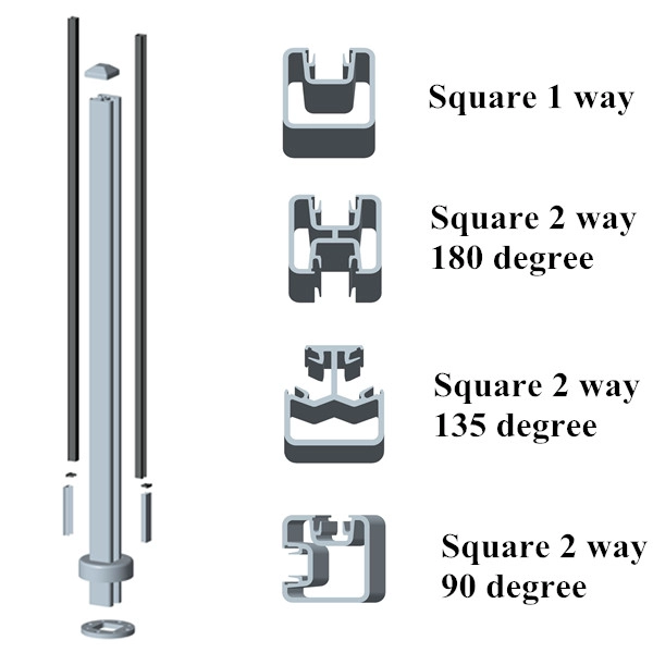 Glasgeländer-Kits Aluminiumprofile Handlaufstütze