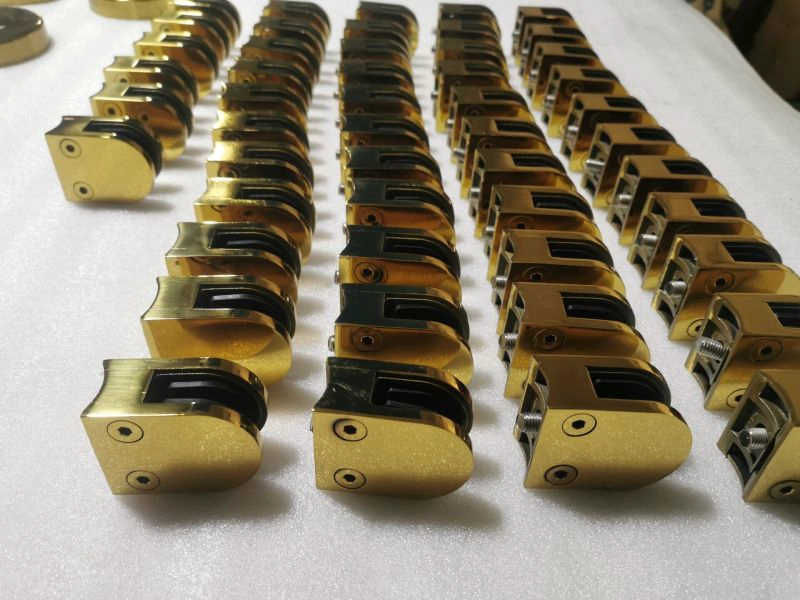 Golden surface glass clamp for gold glass railing project