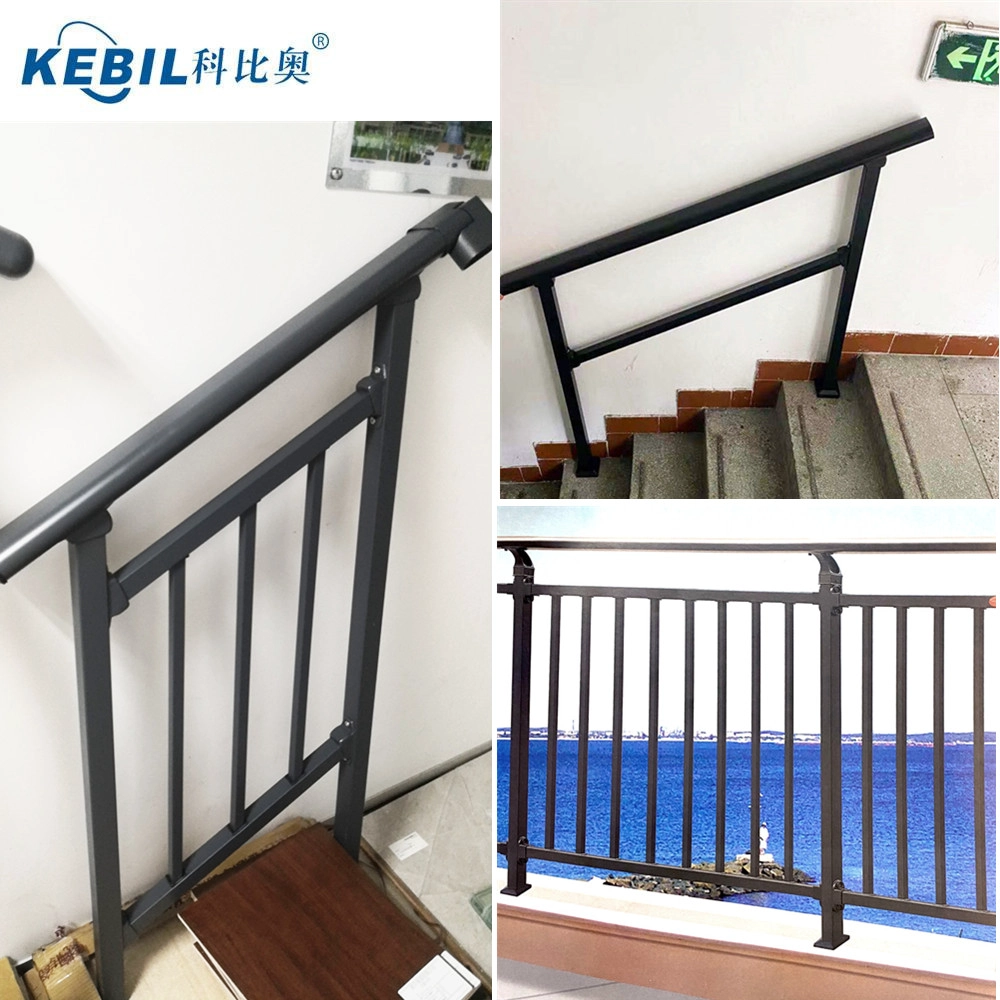 Kit de barandilla de escalera de metal moderno con recubrimiento de polvo para exteriores