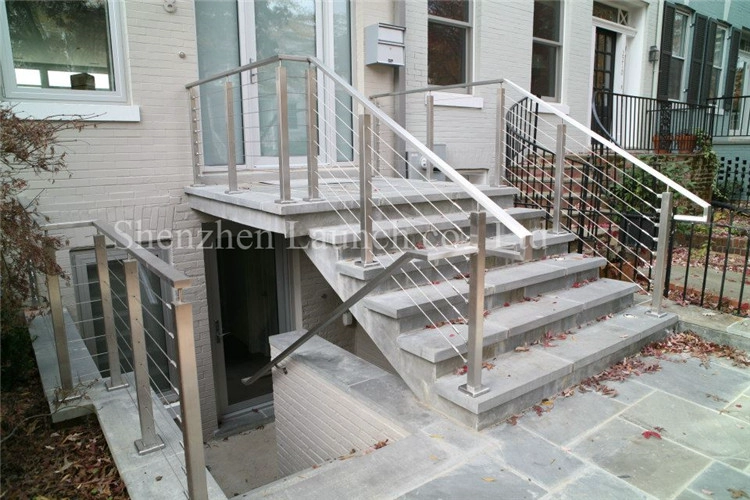 Design della ringhiera del cavo in acciaio inossidabile 316 spazzolato per scala esterna
