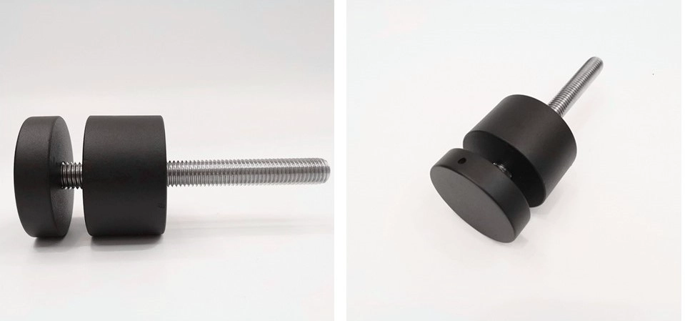 Suosittu Matte Musta Glass Kaiteet Standoff Pins, Point Fixing Glass Kaiteet