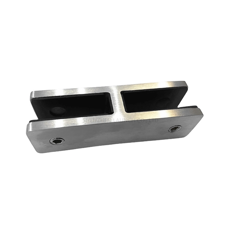 Satin Brushed Square 180 Degree Glass to Glass Clamp