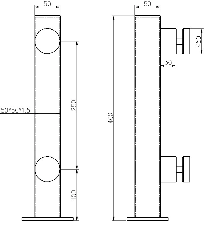 Stainless Steel Short Handrail Post for Glass Railing