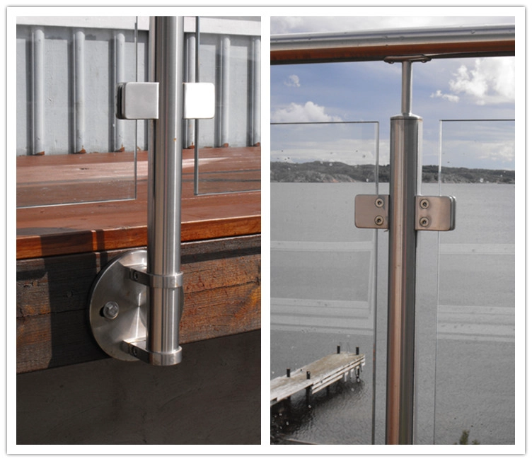 Stainless Steel Square Glass Clamp Fixing to Round or Square Post or Wall