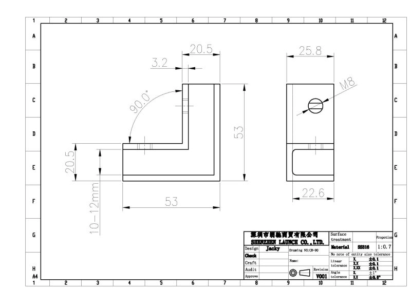 Stainless steel 90 degree corner glass clamp for glass railing system