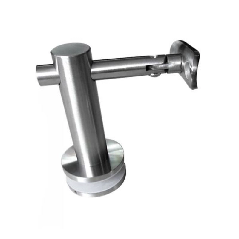 Stainless steel glass mounted handrail bracket to hold round or flat handrail for stair railing or balcony railing