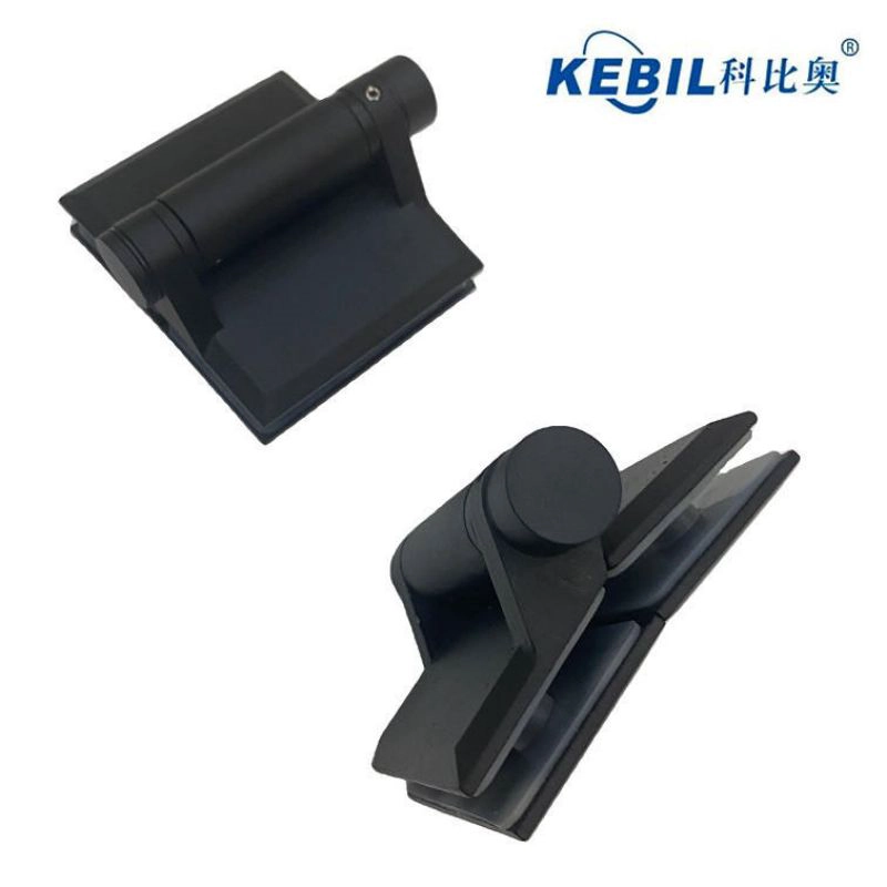 Stainless steel matte black glass to glass hinge with two flat ends for frameless glass pool fencing