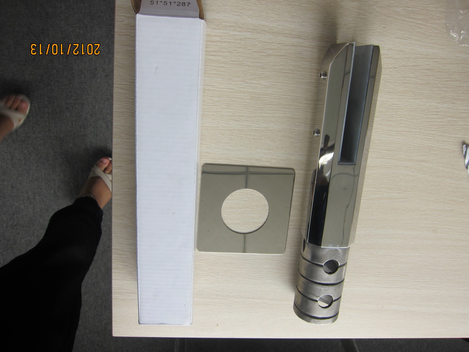 Stainless steel square core drill spigot for frameless glass railing design