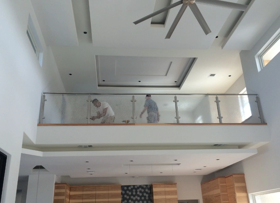 Treppe-Plattform Idee Quadratmeter Glas Geländer aus Edelstahl mit Top Handlauf