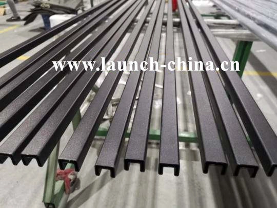black powder coated square mini slot rail tube or top handrail pipe