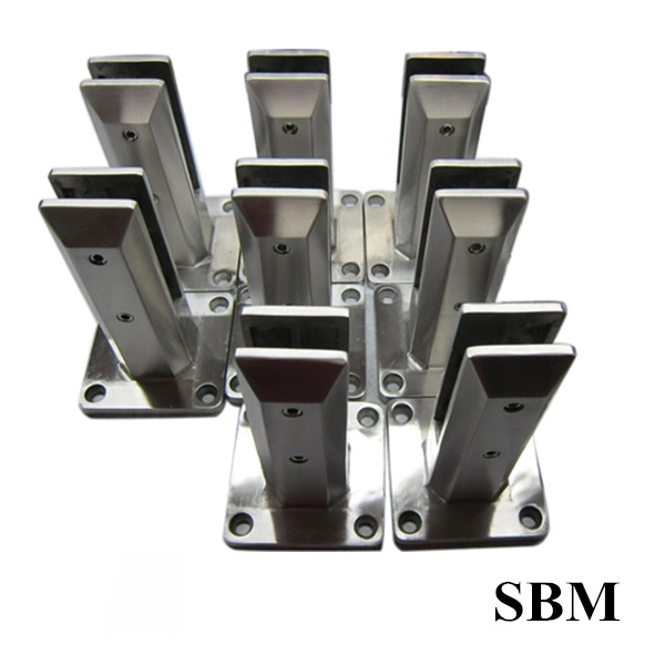 frictiont type stainless steel 316 grade square base plate glass spigot for 1/2" glass railing